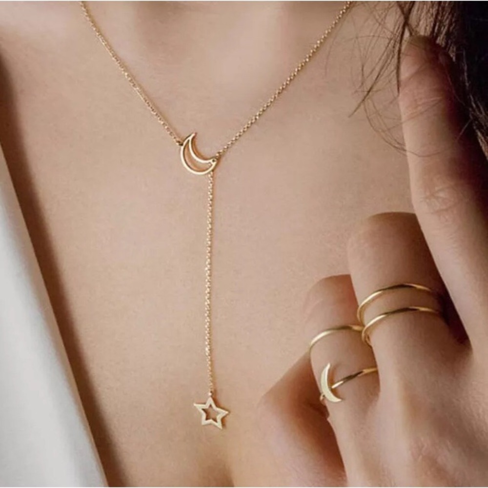 ‼️3/$30 Boho Lariat Moon Star Pendant Necklace